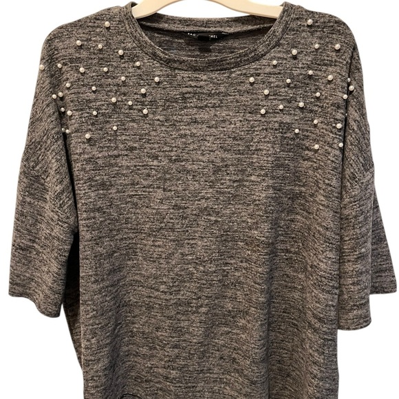 Zac & Rachel Tops - Gray Pearl Embellished Women's Top